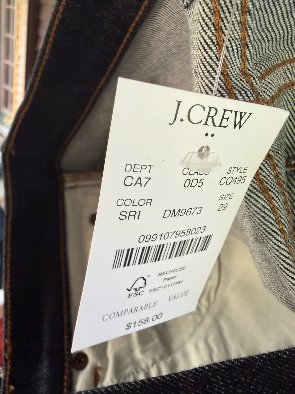 J. Crew Modern Wide-Leg Jeans in Dark Indigo with Orange Stitching - Picture 2 of 5